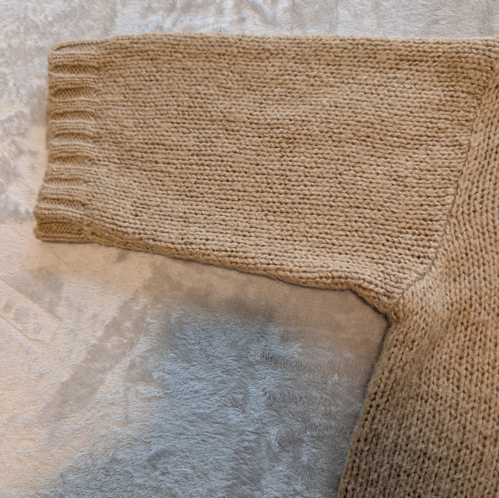 Gap Alpaca Blend Cropped Tan Shawl Neck Sweater Beige Quiet Luxury Minimal Lg image 10